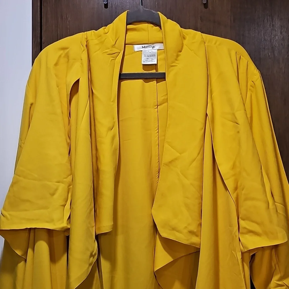 Masseys - Vibrant sunflower Yellow Drape duster jacket womens size 4X - Picture 2 of 8